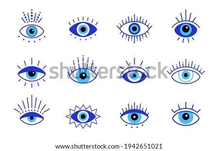 Blue evil eye, vector set eyes symbol, stock illustration Сток-фото © 