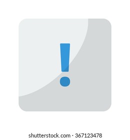 Blue Exclamation Mark icon on grey rounded square button on white