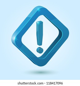 Blue exclamation mark symbol isolated on blue background. This vector icon is fully editable.