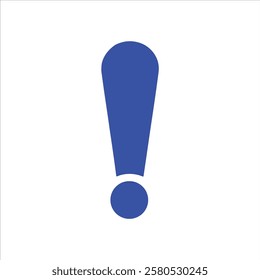 Blue exclamation point or mark silhouette icon vector flat illustration design on white background.