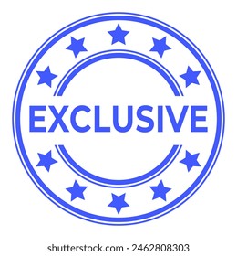 Azul Exclusivo sello redondo aislado, etiqueta engomada con Ilustración vectorial de estrellas