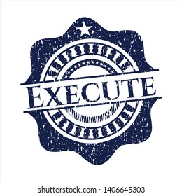 Blue Execute distressed rubber seal with grunge texture
