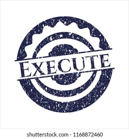 Blue Execute rubber seal with grunge texture