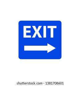 Blue exit sign. Vector illustration