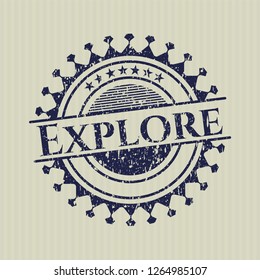 Blue Explore distress rubber grunge stamp