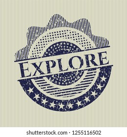 Blue Explore grunge stamp