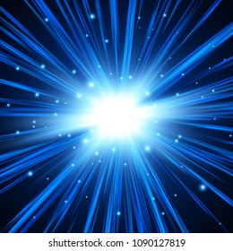 Blue explosion background with rays. Vector absrtact illustration EPS10