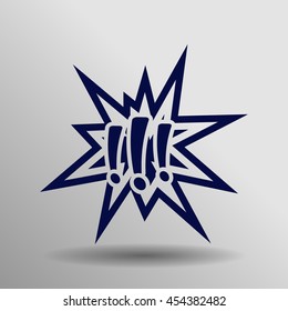 Blue Explosion Icon on a gray background