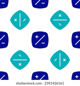 Blue Exposure compensation icon isolated seamless pattern on white background.  Vector