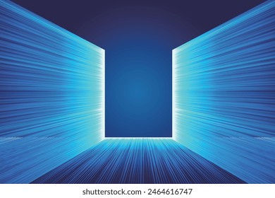 The blue extension line builds the vector background of technological space sense