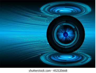 blue eye abstract cyber future technology concept background, vector illustration, circuit, binary code