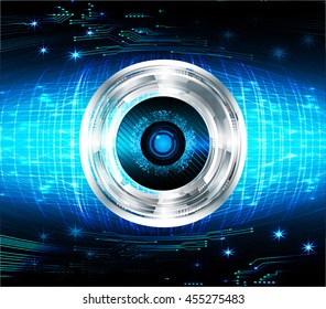 blue eye abstract cyber future technology concept background, vector illustration, circuit, binary code