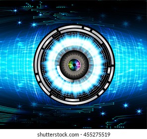 blue eye abstract cyber future technology concept background, vector illustration, circuit, binary code