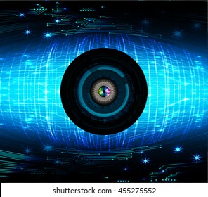 blue eye abstract cyber future technology concept background, vector illustration, circuit, binary code