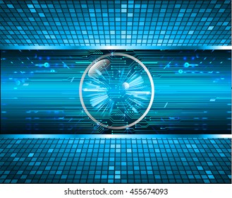 blue eye abstract cyber future technology concept background, vector illustration, circuit, binary code