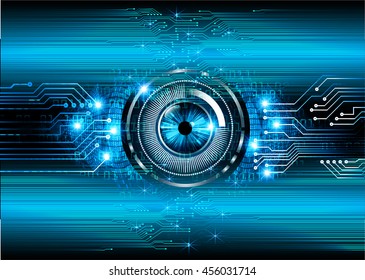 blue eye abstract cyber future technology concept background, illustration, circuit, binary code, vector