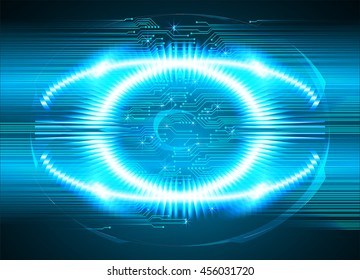 blue eye abstract cyber future technology concept background, illustration, circuit, binary code, vector