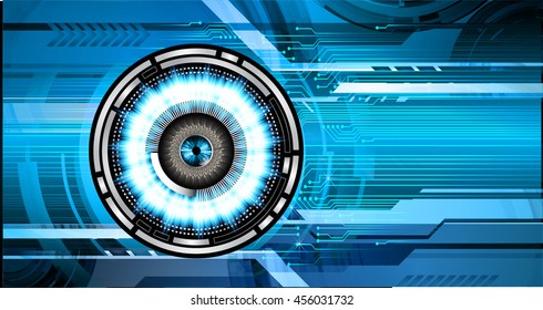 blue eye abstract cyber future technology concept background, illustration, circuit, binary code, vector