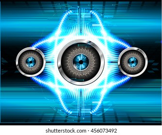 blue eye abstract cyber future technology concept background, illustration, circuit, binary code, vector