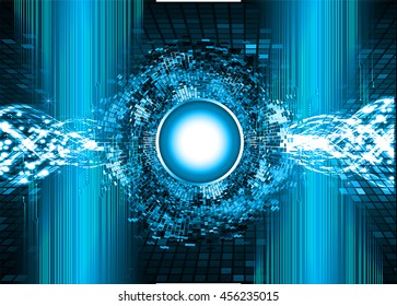 blue eye abstract cyber future technology concept background, illustration, circuit, binary code, vector