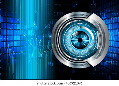 blue eye abstract cyber future technology concept background, illustration, circuit, binary code. vector