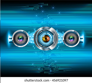 blue eye abstract cyber future technology concept background, illustration, circuit, binary code. vector