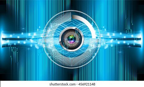 blue eye abstract cyber future technology concept background, illustration, circuit, binary code. vector