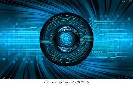 blue eye abstract cyber future technology concept background, illustration, circuit, binary code.