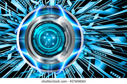 blue eye abstract cyber future technology concept background, illustration, circuit, binary code.