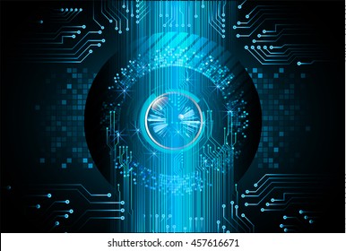 Blue Eye Abstract Cyber Future Technology Concept Background, Illustration, Circuit, Binary Code.