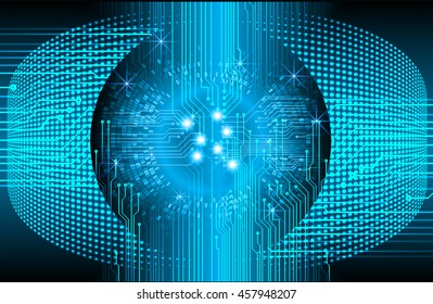 blue eye abstract cyber future technology concept background, illustration, circuit, binary code.