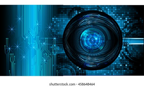 blue eye abstract cyber future technology concept background, illustration, circuit, binary code.