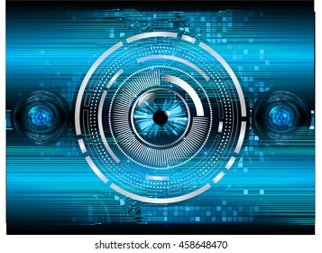 blue eye abstract cyber future technology concept background, illustration, circuit, binary code.