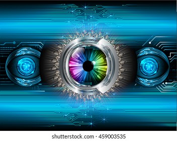 blue eye abstract cyber future technology concept background, illustration, circuit, binary code. vector