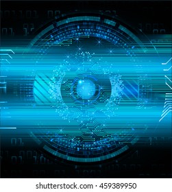 blue eye abstract cyber future technology concept background, illustration, circuit, binary code