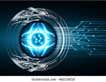 blue eye abstract cyber future technology concept background, illustration, circuit, binary code. move motion speed