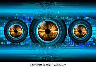 blue eye abstract cyber future technology concept background, illustration, circuit, binary code. move motion speed