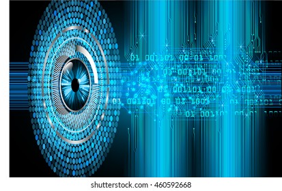 blue eye abstract cyber future technology concept background, illustration, circuit, binary code. move motion speed