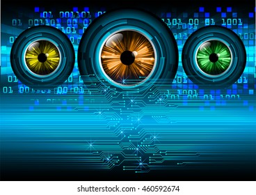 blue eye abstract cyber future technology concept background, illustration, circuit, binary code. move motion speed