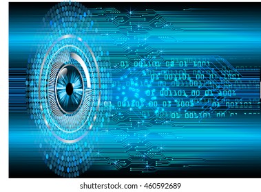 blue eye abstract cyber future technology concept background, illustration, circuit, binary code. move motion speed