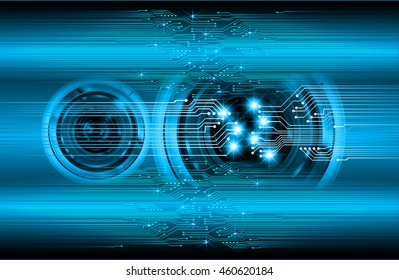 blue eye abstract cyber future technology concept background, illustration, circuit, binary code. move motion speed