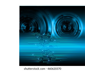 blue eye abstract cyber future technology concept background, illustration, circuit, binary code. move motion speed