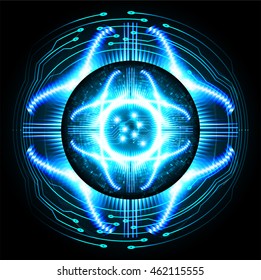 blue eye abstract cyber future technology concept background, illustration, circuit, move motion speed