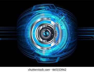blue eye abstract cyber future technology concept background, illustration, circuit, binary code. move motion speed