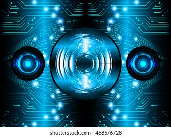 blue eye abstract cyber future technology concept background, illustration, circuit, binary code. move motion speed. sci-fi