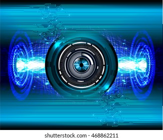 blue eye abstract cyber future technology concept background, illustration, circuit, binary code. move motion speed. sci-fi