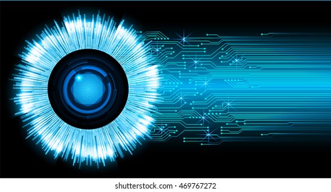 blue eye abstract cyber future technology concept background, illustration, circuit, binary code. move motion speed. sci-fi. vector