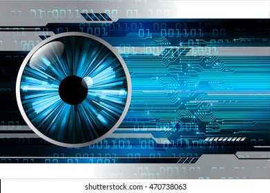 blue eye abstract cyber future technology concept background, illustration, circuit, binary code. move motion speed. sci-fi. vector