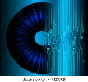 blue eye abstract cyber future technology concept background, illustration, circuit. move motion speed. sci-fi. vector, Safety, Closed Padlock on digital