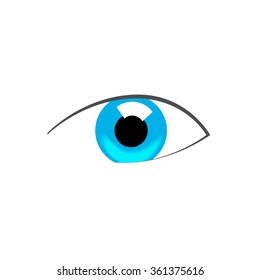 Blue eye abstract vector symbol illustration, flat drawing style creative logo, concept of beauty icon, good vision, eyesight modern design isolated on white background
